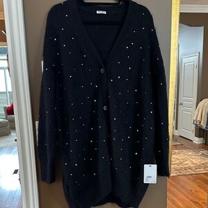 Miu Miu crystal embellished mohair cardigan sweater